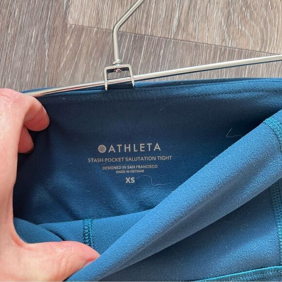 Athleta stash pocket salutation tight leggings‎ dark teal women’s size XS - Picture 2 of 5